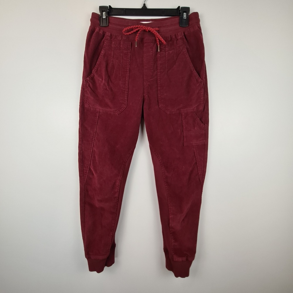 Anthropologie Women's Burgundy‎ Corduroy Leigh Cargo Jogger Pants Size XS (S)